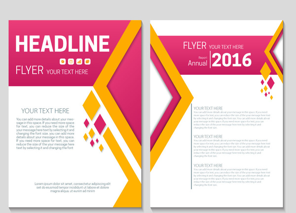 warna-warni tahunan laporan flyer template dengan pengaturan geometris