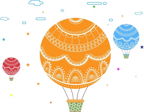 bunte Ballons bunten Cartoon Stil klassischer Hintergrunddekoration
