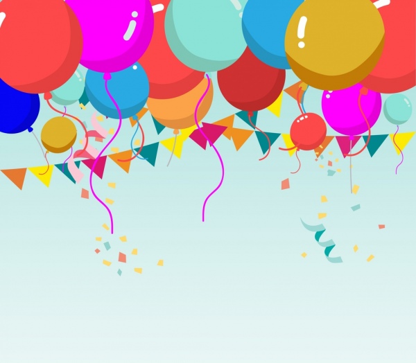 Colorful Balloon Background Ribbon Decoration Cartoon Style-vector Cartoon-free  Vector Free Download