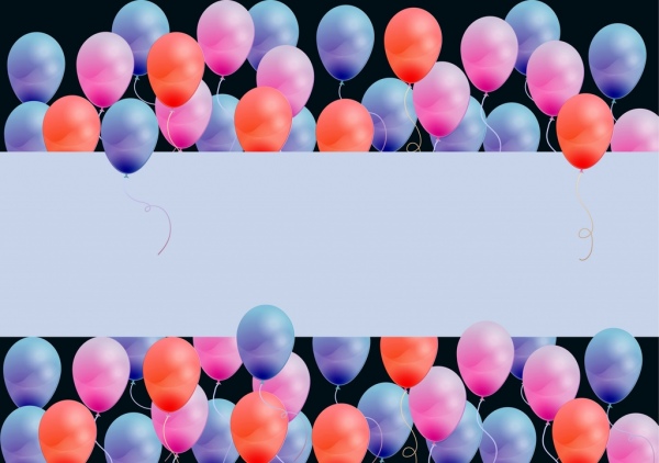 خلفية رسم بطاقة فارغة للنص من البالونات الملونة