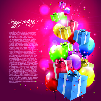 fundo de cartões de feliz aniversário balões coloridos