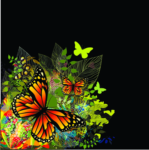 kupu-kupu berwarna-warni desain vektor