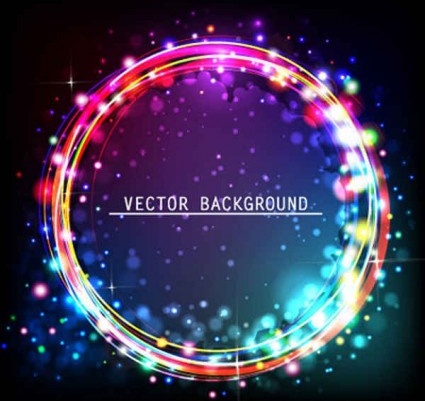 lingkaran warna-warni cahaya latar belakang vektor