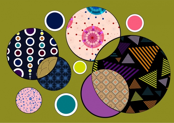 lingkaran warna-warni dekorasi pola geometris abstrak latar belakang
