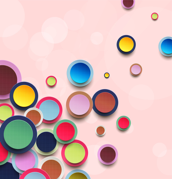 دوائر ملونة ناقلات الرسوم التوضيحية مع خلفية الورديمجردة ناقلاتناقل