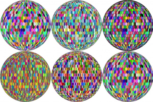 illustration vectorielle de boules à facettes colorée collection