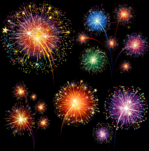 warna-warni kembang api holiday perayaan vektor