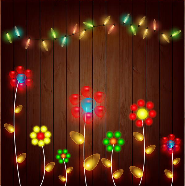 dekorasi lampu neon warna-warni bunga