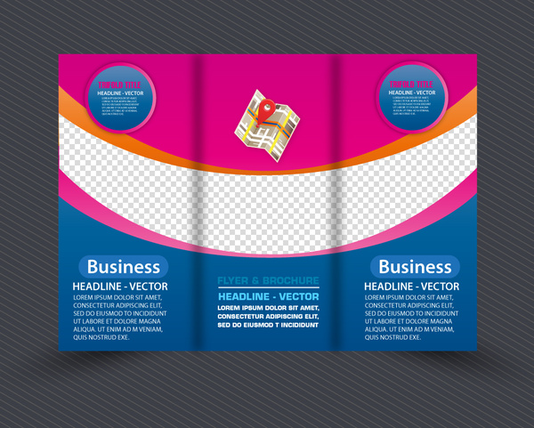 Desain berwarna-warni flyer template dengan garis melengkung gaya
