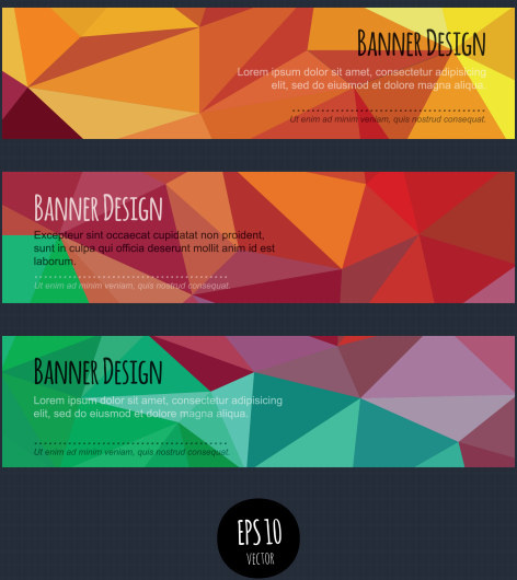 bentuk-bentuk geometris warna-warni vektor banner