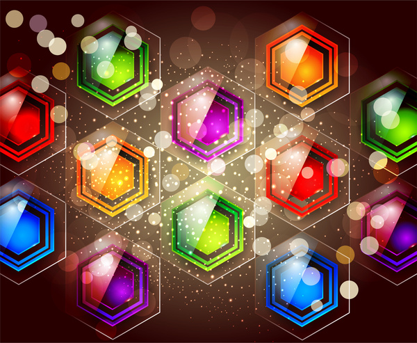 warna-warni mengkilap hexagon abstrak latar belakang