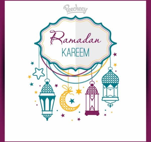 đầy màu sắc chúc mừng thẻ cho kỳ nghỉ lễ ramadan