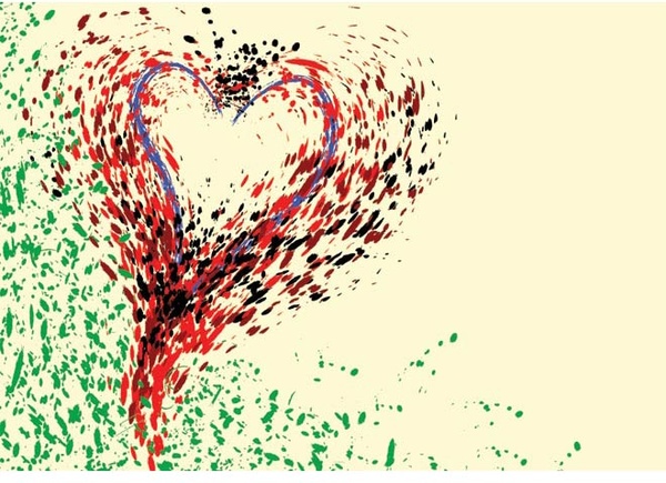 warna-warni grunge jantung desain valentine template vektor