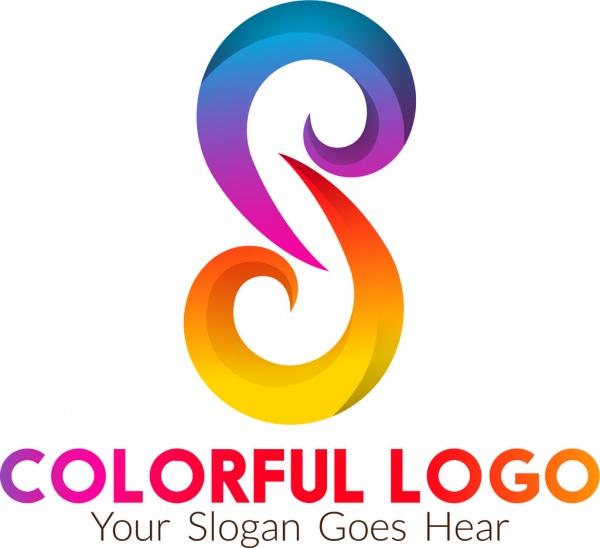 Estilo de diseño de logotipo abstracto colorido de curvas