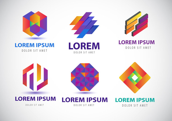elemen desain logo berwarna-warni dengan gaya modern abstrak