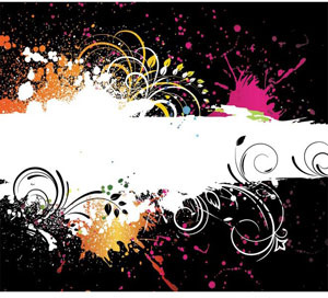 五顏六色的油漆飛濺在咕垃圾花卉向量插圖