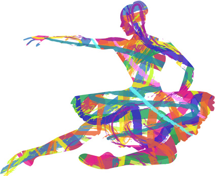 dicat warna-warni dengan gadis menari vektor