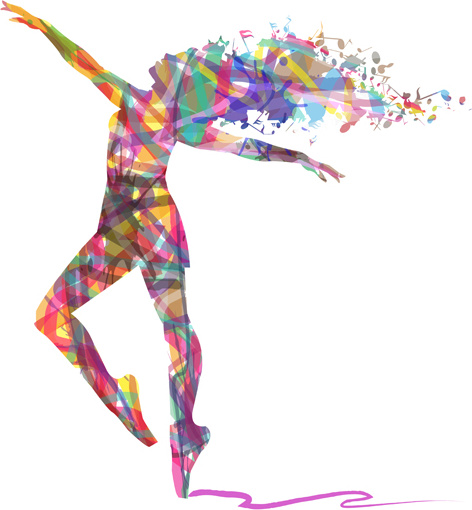 dicat warna-warni dengan gadis menari vektor