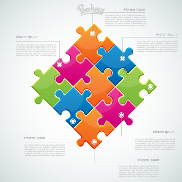 konsep bisnis puzzle warna-warni