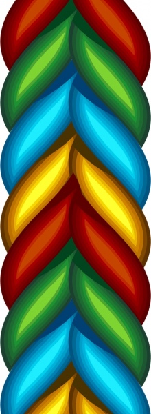 warna-warni tali ikon 3d warna-warni twist dekorasi