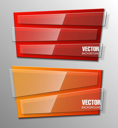 Colorful Shape With Glass Banners Vector Set Colorful Shape With Glass Banners Vector Set