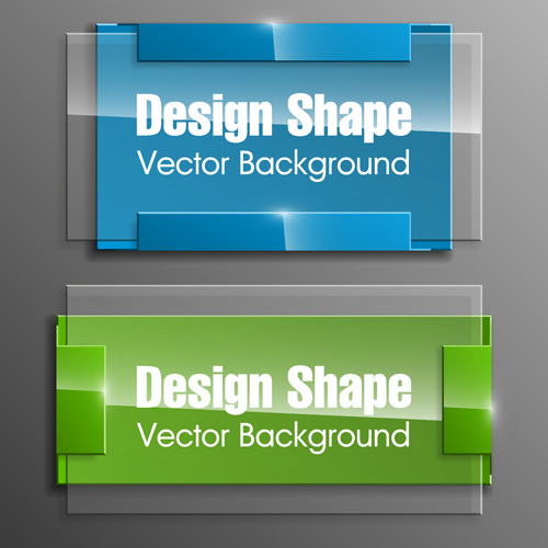 banners de forma colorida com vidro set vector