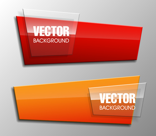 banners de forma colorida com vidro set vector