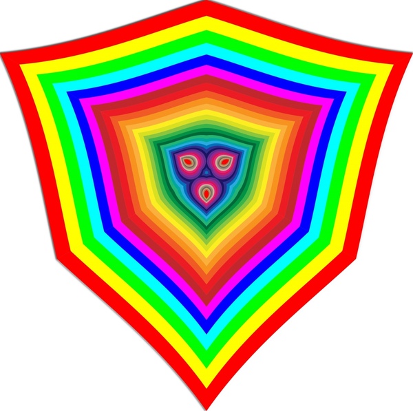 warna-warni perisai vektor ilustrasi dengan ilusi efek