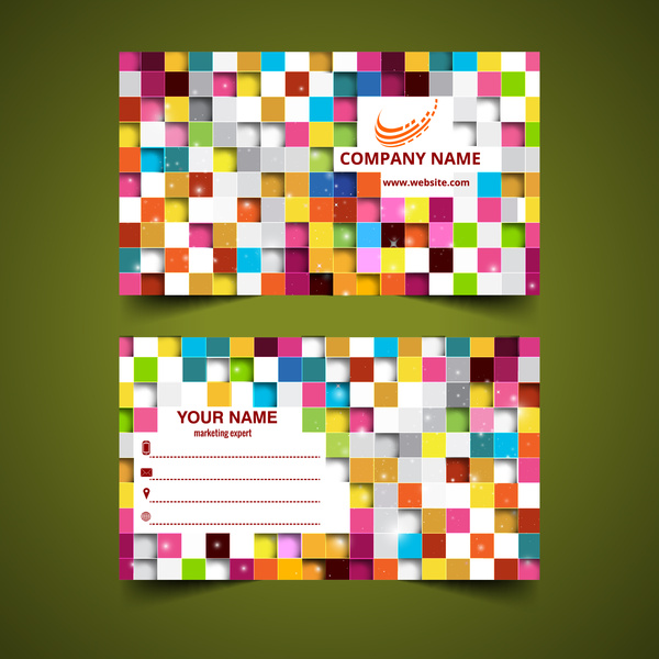 قوالب ملونة مربعة مجردة، بطاقة تعريف المهنة