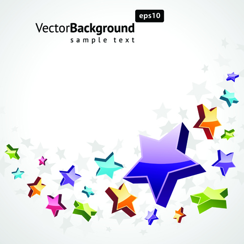 Colorful Stars With Backgrounds Vector Set