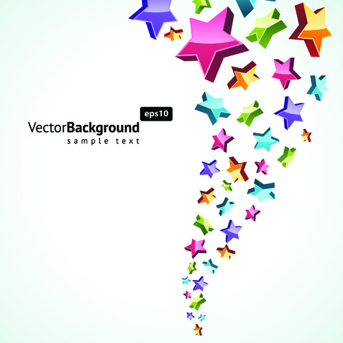 Colorful Stars With Backgrounds Vector Set