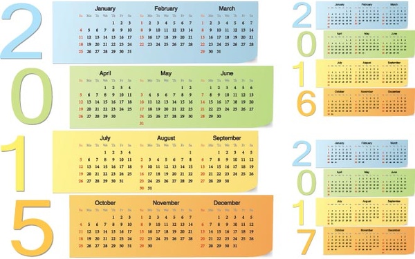 calendario de vector colorido notes15 pegajosa
