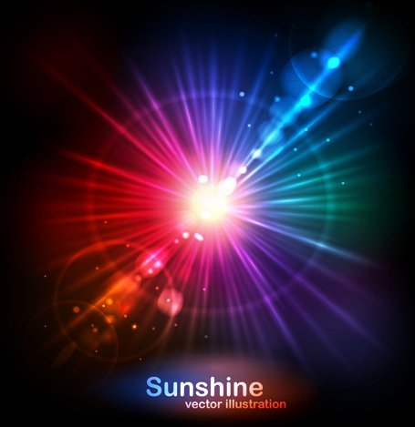 カラフルな太陽の光のベクトルの背景