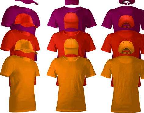 สีสันเสื้อและหมวกชุดแม่แบบเวกเตอร์