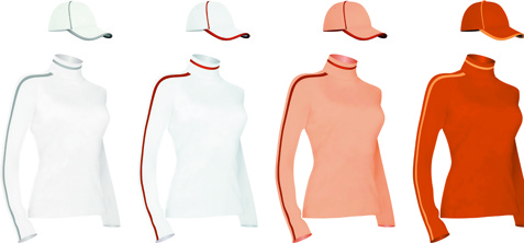 modelo de vetor uniforme camisas e bonés coloridos t