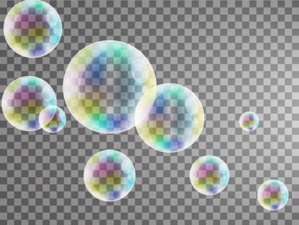les bulles transparent coloré fond quadrillé décor décoration