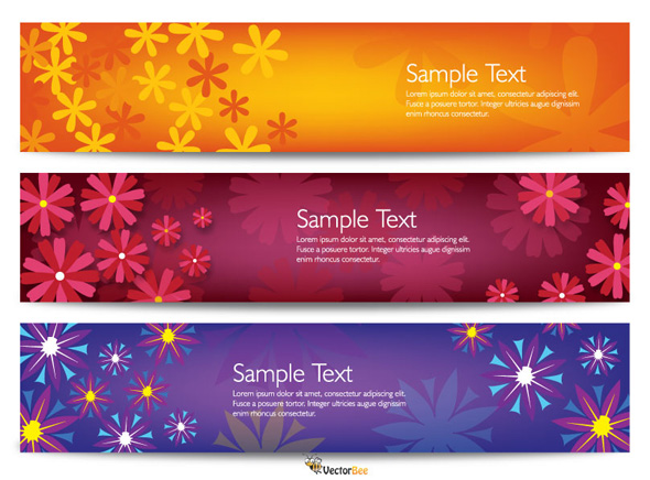 Colorful Vector Flower Banners