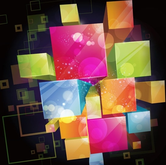 Colorful 3d Cubes Vector Background