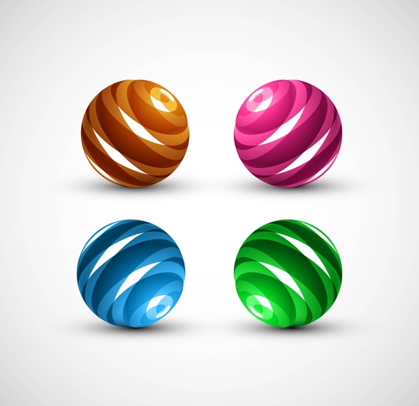 conjunto de esfera 3d colorida