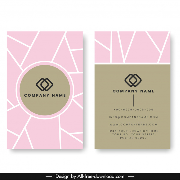 perusahaan kartu template datar pink abu-abu dekorasi modern