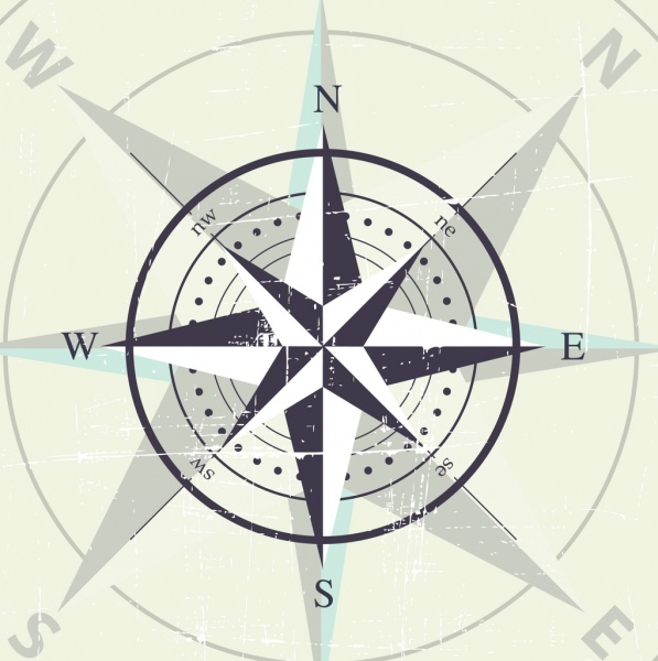 diseño de viñeta de decoración de fondo flecha clásica círculo de la brújula