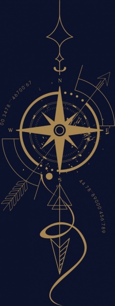 latar belakang Kompas closeup desain kuning dekorasi gelap