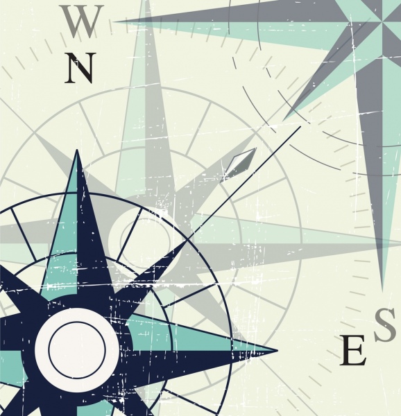 Compass thiết kế retro in màu nền closeup