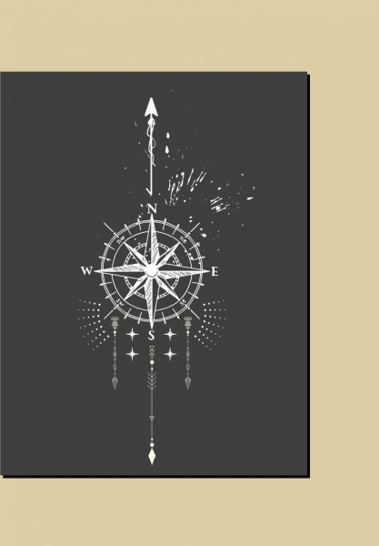 Compass phác họa trắng đen retro nền