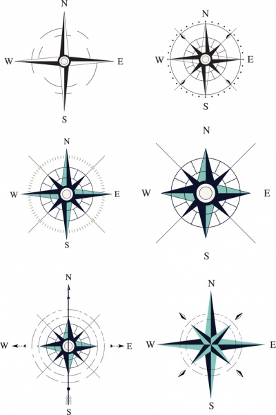 Kompass-klassische flache Design Vorlagen