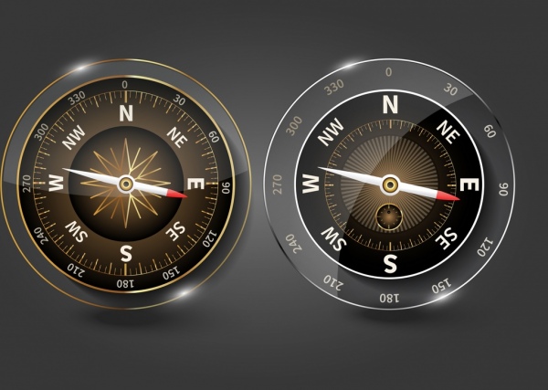 compass-templates-shiny-modern-glass-design-vector-misc-free-vector