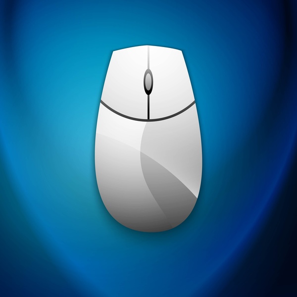 komputer mouse mengkilap ikon biru latar belakang vektor ilustrasi