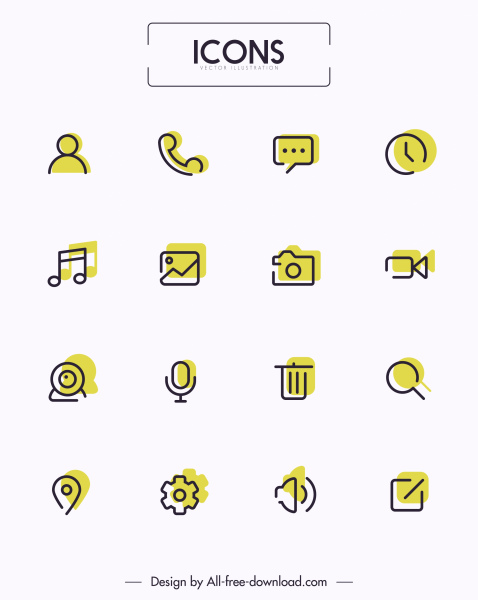 iconos de la interfaz de usuario de cálculo boceto plano simple