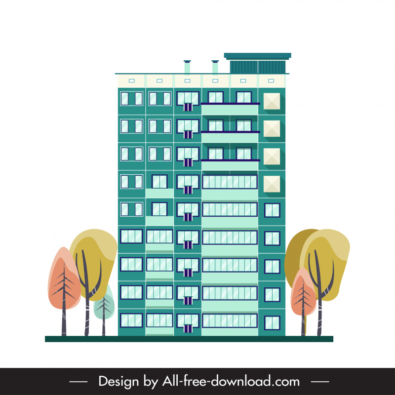 ícone do apartamento do condomínio esboço moderno e plano