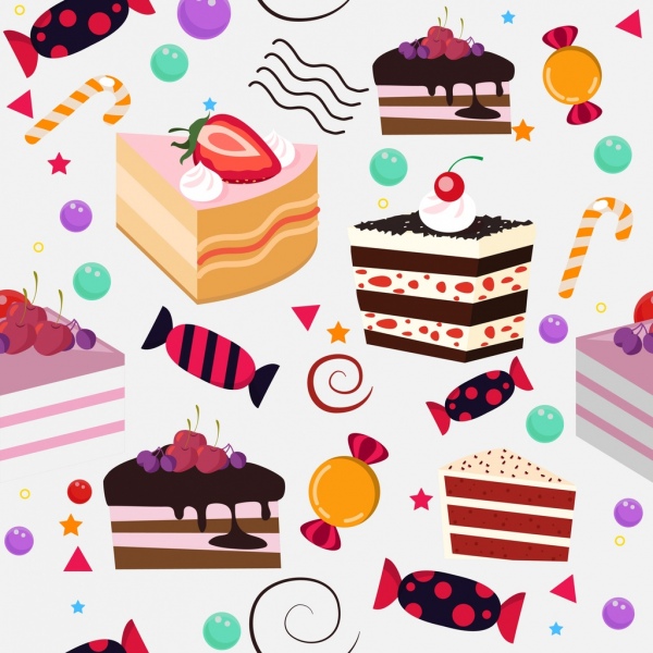 confeitaria fundo bolos de creme doces ícones decoração